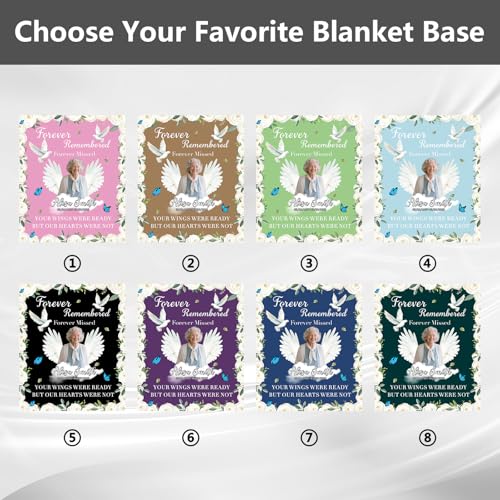 Personalized Sympathy Blanket Custom Memorial Blanket with Photos for Loss of Loved One in Loving Memory Bereavement Grief Gifts for Father Mother Husband Wife Friends (Style-4)