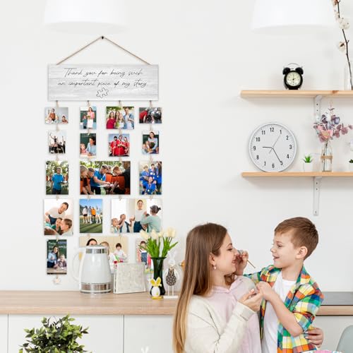 Orchroma Thank You Teacher Gifts Photo Picture Framed Collage Goard,Hanging Photo Display with Clips,Thank You for Being Such an Important Piece of My Story Wall Decor for School Teacher Classroom