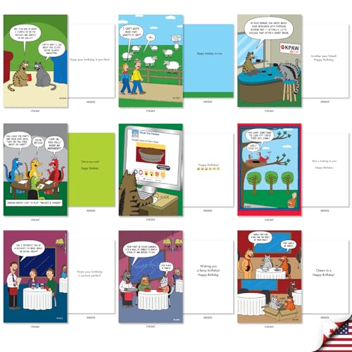 NobleWorks 36 Assorted Box Set Birthday Greeting Cards w/5 x 7 Inch Envelopes (36 Designs, 1 Each) Bday Metzger's Many Pets AC10614BDG-B1x36 - style: Metzger's Many Laughs