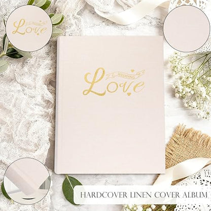 Photo Album 4x6 Wedding with Writing Space for 450 Photos Linen Cover Hardcover Horizontal, 4 x 6 Photo Album Picture Book for Kids Travel Family Baby Pictures Beige - color: Khaki