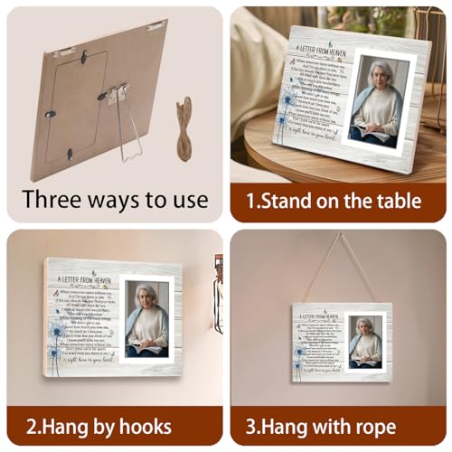 Letter from Heaven Memorial Picture Frame, Sympathy Gifts Bereavement Gifts for Loss of Loved One, In Loving Memory Photo Frame Gift, Memorial Condolences Remembrance Mother Father Gift 4x6 in
