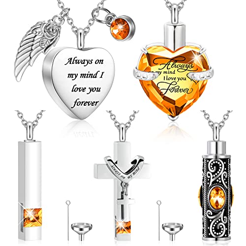 Fumete 5 Pcs Urn Necklaces for Ashes Cremation Keepsake - color: Champagne
