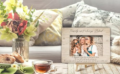 Best Friend Picture Frame, Family Isn't Always Blood Friends Picture Frame, Rustic White Family Photo Frames, Bestie Birthday Graduation Friendship Gifts Ideas, Home Office Tabletop Decor-f04 - size: Family Isn't Always Blood-04