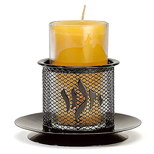 Ner Mitzvah Metal Yizkor Yahrzeit Candle Holder - Decorative Yartzeit Memorial Candle Holder - Black