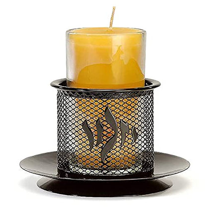 Ner Mitzvah Metal Yizkor Yahrzeit Candle Holder - Decorative Yartzeit Memorial Candle Holder - Black