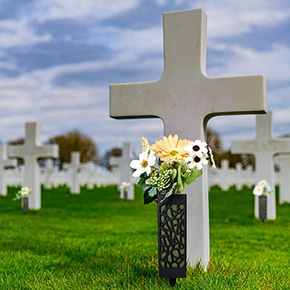 24 Pcs 12 Inch Cemetery Flower Vase with Ground Spikes & Foam for Memorials