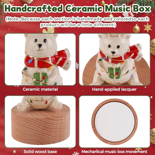 Music Box Figurine, Sculpted Hand-Painted Musical Figure Plays You are Jingle Bells Tune Christmas Anniversary, Birthday Gifts for Daughter Son Mom Dad Kids (Bear) - color: Bear