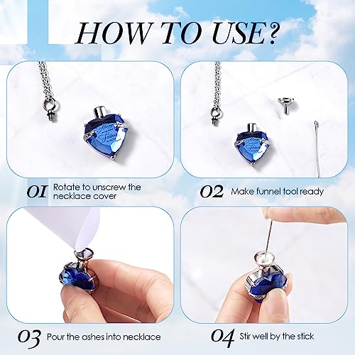 Henoyso 12 Pcs Urn Necklace for Ashes Bulk Cremation Cross Heart Cubic Jewelry Stainless Steel Memorial Locket for Men Women - color: Blue, Pink Purple