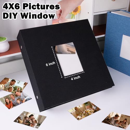 Ruibytree Extra Large Capacity Photo Album 4x6 Pictures 1000 Pockets, Black | Linen Hardcover, Removable Acid-Free Pages, Fits Horizontal & Vertical Photos, Front 4x6 Window, for Family, Wedding & Travel - color: Black