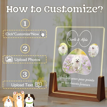 Personalized Dog Memorial Gifts, Custom Acrylic Light Up Picture Frame | Custom Pet Loss Gifts Cat Pet Memorial Gifts with Pictures for Pet Lover, Loss of Dog Sympathy Gifts - color: style-5