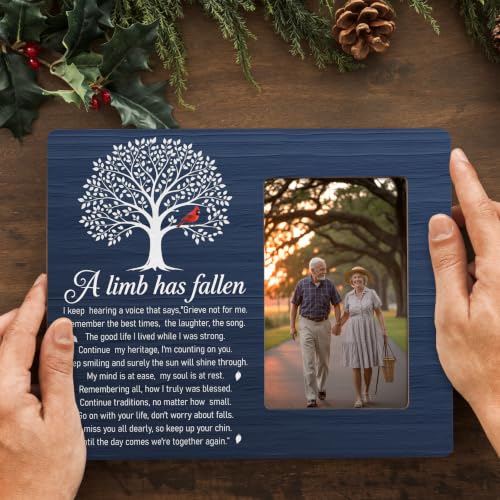 Memorial Picture Frame, Sympathy Photo Frame, Loss of Loved One Gift, Cardinal Tree Remembrance Keepsake, 4x6 Photo - color: Blue Limb