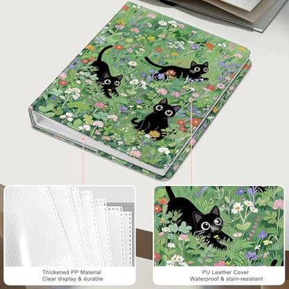 Fintie Photo Album 4x6 Photos - 112 Pockets Wallet Albums Memory Book | Vegan Leather Cover, 4X6 Picture Keepsakes, Family/Wedding/Travel Memory Book, Baby/Kids/Boys/Girls Gift, Black Cats - color: black cats