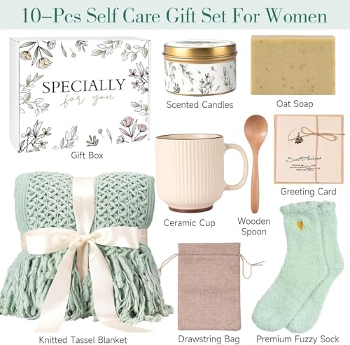 Get Well Soon Gifts Baskets for Women, Mothers Day Birthday Gifts Self Care Package Inspirational Thinking of You Feel Better Encouragement Gift for Her Sister Girlfriend Best Friend Grandma Coworker - color: Deep Sage