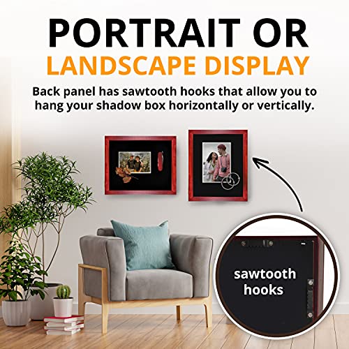 14x17 Large Shadow Box Frame, Deep Shadow Box Display Case, Red Shadow Box, Shadowbox Picture Frame, Graduation Cap Shadow Box, Military Shadow Box Wood, Wedding Shadow Box Frame - color: Cherry Red, size: 14x17