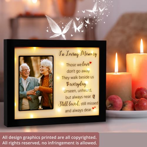 Memorial Gifts LED Shadow Box 4x6 Picture Frame Sympathy Condolences Grief - size: In Loving Memory
