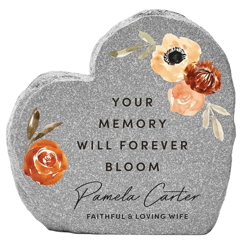 Let's Make Memories Personalized Memorial Garden Stone - Sympathy - Loss of Loved One - Condolences - Outdoor - Headstone - Durable Resin - Upright Garden Marker - Blooms with Love - style: Blooms With Love