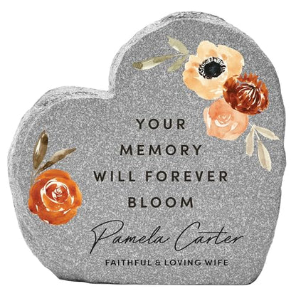 Let's Make Memories Personalized Memorial Garden Stone - Sympathy - Loss of Loved One - Condolences - Outdoor - Headstone - Durable Resin - Upright Garden Marker - Blooms with Love - style: Blooms With Love