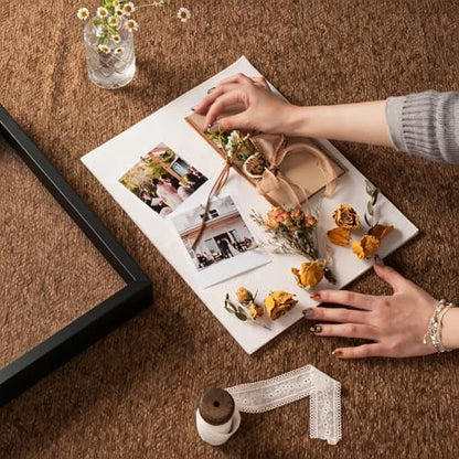 11x14 Shadow Box Frame with Ultra-Clear Glass & Soft Linen Back | With Push Pins and Stand, Deep 1.5" Black Shadow Box Display Case – Display on Tabletop or Wall for Photo, Wedding, Keepsake - color: Black+high Definition Panel + Shatter-proof Packaging,