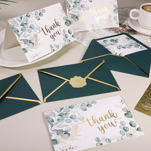 50 Pack Thank You Cards with Envelopes, 4x6 Inch Thank You Cards Bulk - style: Eucalyptus Leaves