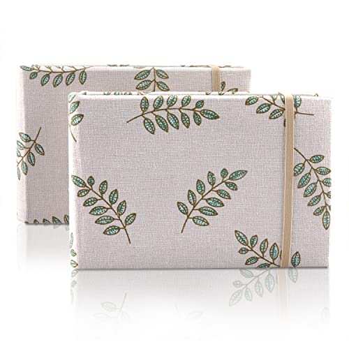 2 Pack Photo Album 4x6, 100 Pocket per Album, Horizontal (Khaki) | Mini, Portable & Flexible, Easy to Classify, Linen Cover, High-clarity Pockets, Elastic Band, Family, Wedding, Gift - color: Khaki