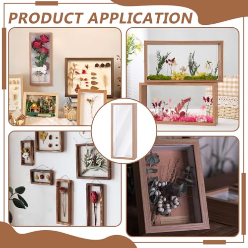 2Pcs Shadow Box Display Case, 14.4x6.1x2.56Inch Rectangle MDF Shadow Box Frame with Nail Hangers and Hook for Mother's Day Awards Memorabilia Flower Pictures Keepsakes Medals(Peru) - color: Peru