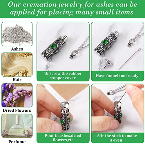 Jexine 10 Pcs Urn Necklace Cremation Jewelry for Men - color: Green