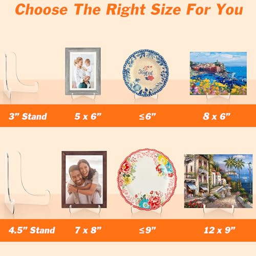 5 Pack Acrylic Display Stand, Plate Stand for Display, Easel Stand | Clear Display Holder for Card, Frame, Picture, Magazine, Book, CD, Phone (Small/ 3 Inch)