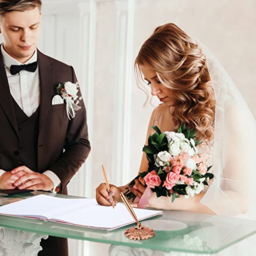 Wedding Guest Book with Pen Table Cards 9x9 Inch,Classic Style | 50 Sheets Hardcover Sign in Book, Rose Gold Floral Design, Includes Metal Pen with Stand, Bridal Shower Baby Shower - style: Classic Style