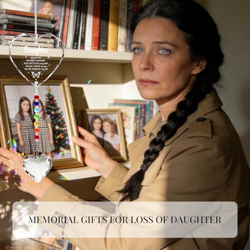 Hegelda Memorial Gifts for Loss of Daughter Crystal Suncatcher Ornaments | Sympathy Bereavement Condolence Gifts for Grieving Mother Father, Daughter in Heaven Remembrance Keepsake for Loss of Child - style: Daughter