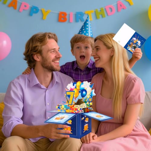 GREETING ART 7th Birthday Pop Up Card,Happy 7 Years Old Birthday Card - color: 7th