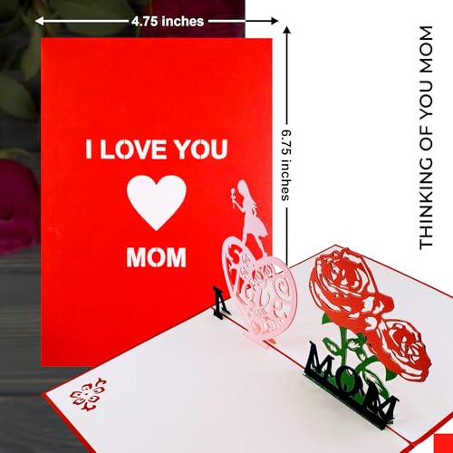 iGifts And Cards I Love You Mom Mother's Day 3D Pop-Up Card 4.75x6.75 | Floral Heart, Thank You, Birthday, New Mum, World's Best Mom, Inspirational, Mother Figure, Daughter, Keepsake Memento - color: I Love Mom