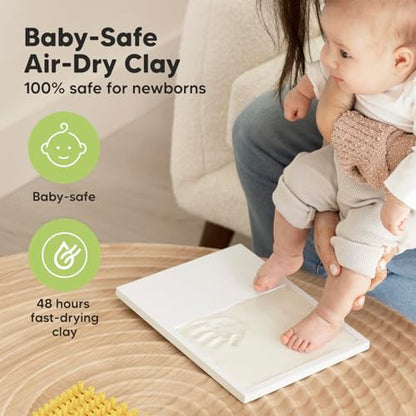 Baby Hand and Footprint Kit Quick Dry Clay Baby Footprints (Alpine White) | Pets Paw Kit, Newborn Keepsake Picture Frame for Boys, Girls, Personalized New Mom Gifts for Shower & Registry, Grandparents - color: Alpine White