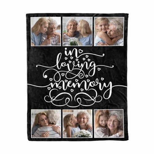 LOSARON Custom Memorial Blanket with Pictures for Loss of Loved Mom Dad Grandma Grandpa in Heaven,Remembrance Gift of Departed Loved Ones - color: 6 Photo Collage-1
