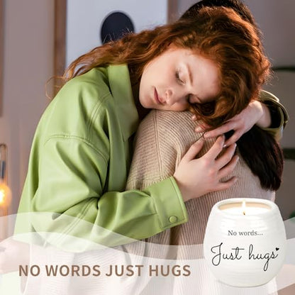 Sympathy Gifts for Loss of Loved One - No Words Just Hugs Candle | 10oz Lavender Scented Candle, Memorial Gifts, Bereavement, Grief, Thinking of You, Get Well, Condolence Candle for Women