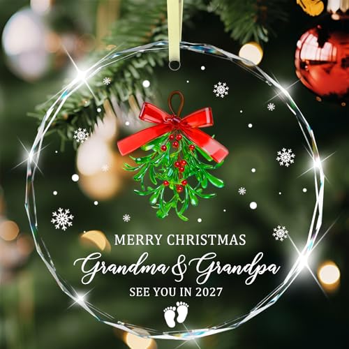 Grandparents Gifts Baby Pregnancy Announcement Ornament for Grandma Grandpa to Be Ornaments See You in 2026 Ceramic Hanging Ornament First Time Grandparents Gifts for Grandma, Grandpa - color: Grandpa Grandma-baby Pregnancy Announcement