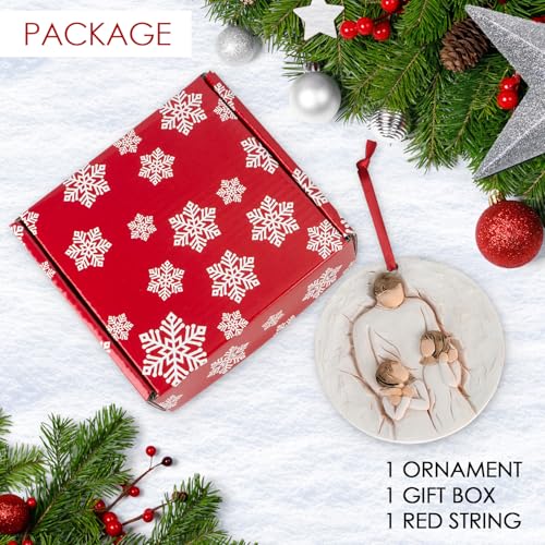 3D Family Christmas Ornament 2026 for Father and Daughter - Dad Ornament for Christmas Tree - 3D Resin Sculpted Gifts for Father’s Day Anniversary Birthday - style: Father & Two Children