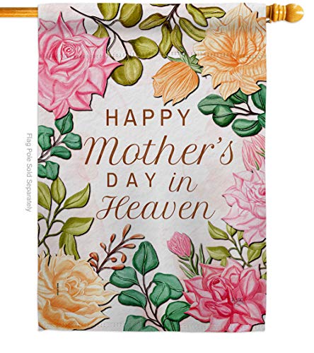 Mother In Heaven House Flag - Family Mother's Day Mom Mama Grandma Love Flowers Parent Sibling Relatives Grandparent - Decoration Banner Small Garden Yard Gift Double-Sided Made USA 28 X 40 - color: Made In USA