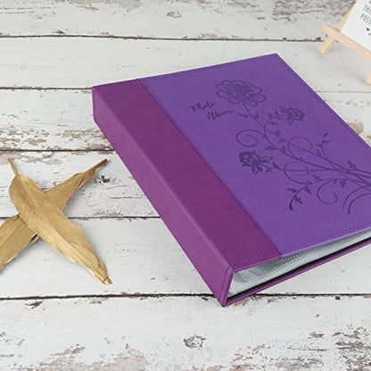 Photo Album 8x10 2 Packs Clear Pages Pockets Leathe Cover Slip Slide in Photo Album Each Holds 50 Vertical 8x10 Photos Picture Book for Wedding Family (Purple) - color: Purple, size: 50 Pockets/2PK