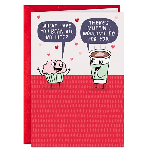 Hallmark Shoebox Funny Anniversary Card (Muffin and Coffee Puns) for Love, Friendship, Valentine's Day, Galentine's Day - color: Muffin and Coffee Puns