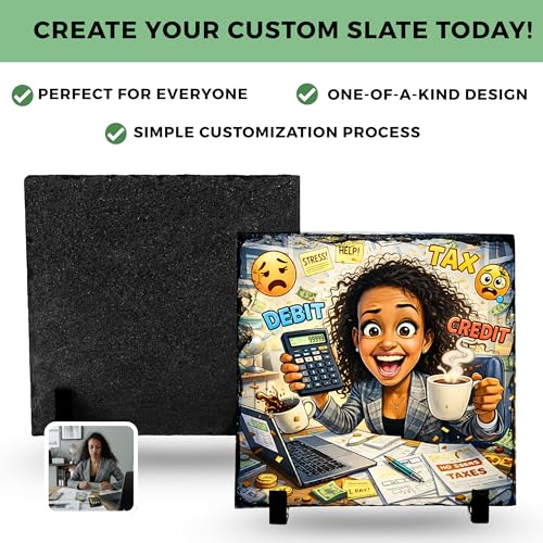 Personalized Caricature Photo Rock Slate Frame - Square Shape | Custom Stone Plaque Picture Frame Custom Cartoon Picture Animation Style, Life Story Caricature, Bestie Gifts Birthday Gift - color: Caricature-Slate