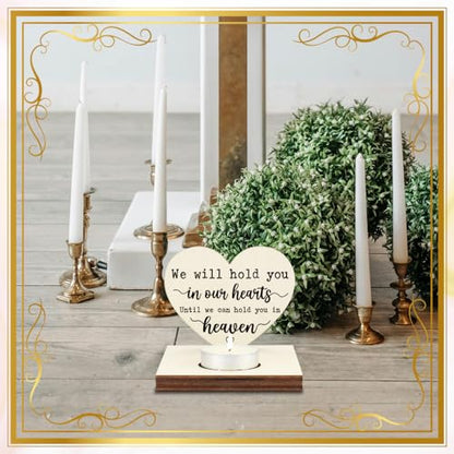 Memorial Tealight Candle Holder with “We Will Hold You in Our Hearts” Verse, Heart-Shaped Remembrance Plaque, Sympathy Bereavement Gift, LMM7 - color: We Will Hold You in Our Hearts