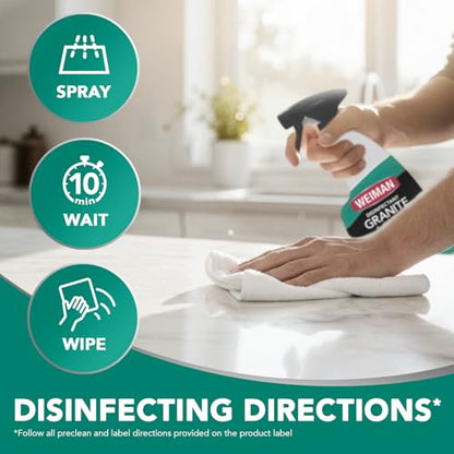 Weiman Disinfecting Granite and Stone Countertop Cleaner and Polish - Safely Cleans & Shines Marble, Quartz Quartzite Slate, Limestone, Corian, Laminate Tile, 64 Oz, 6 Pack - size: 64 Fl Oz (Pack of 6)