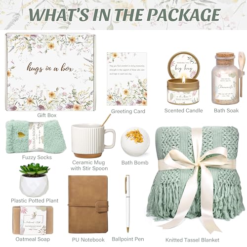 Gifts for Women Get Well Soon Self Care Package Box Sending Hug Baskets | Thinking of You Gift for Women Her New Mom Best Friend Birthday (Sage Green) - color: Light Green