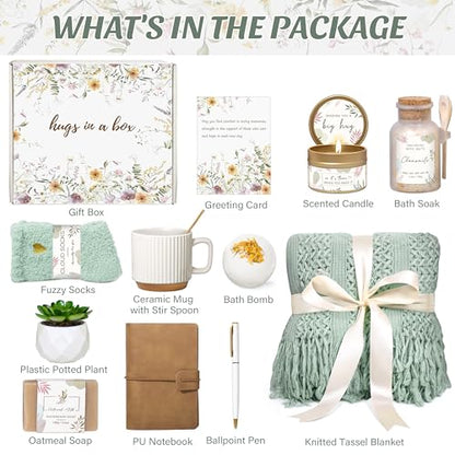 Gifts for Women Get Well Soon Self Care Package Box Sending Hug Baskets | Thinking of You Gift for Women Her New Mom Best Friend Birthday (Sage Green) - color: Light Green
