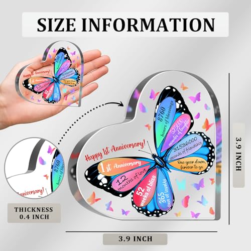 Butterfly Acrylic Sign - 1 Year Anniversary Keepsake for Couples, Wedding Decoration - style: 1st Anniversary