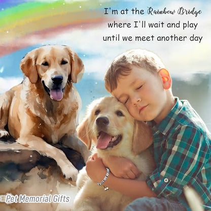 TONY & SANDY Dog Memorial Gifts, Pet Sympathy Rainbow Bridge Pet Memorial Bracelet for Men Women Girls Who Loss of Beloved Dog Cat - color: Black White
