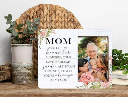 Memorial Picture Frame, In Loving Memory Wood Photo Frame, Sympathy Gifts Bereavement Gifts for Loss of Mom, You Left Me Beautiful Memories Frame, Funeral Remembrance Gifts -d07 - style: Mom