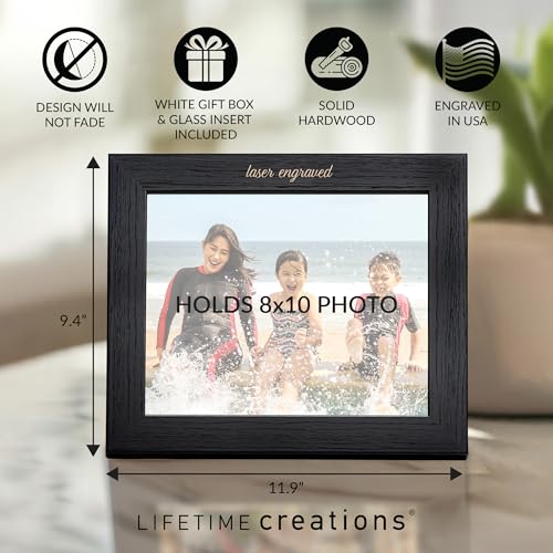 Lifetime Creations Custom 8x10 Vertical Picture Frame, Black Wood | Matte finish, glass front, easel back; add your own text; tabletop or wall; anniversary, wedding, memorial gift