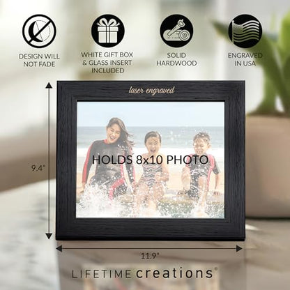 Lifetime Creations Custom 8x10 Vertical Picture Frame, Black Wood | Matte finish, glass front, easel back; add your own text; tabletop or wall; anniversary, wedding, memorial gift