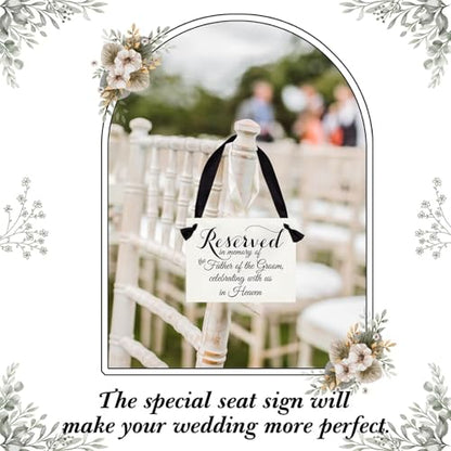 Wedding Memorial Sign in Memory of Parents Celebrating from Heaven Ceremony Seat Banner Father of The Groom - style: Father of the Groom